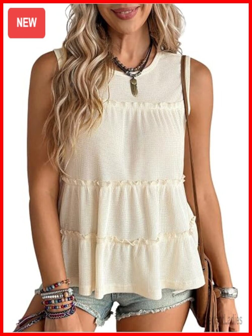 Sleeveless Peplum Tank Top Ruffle Hem Flowy Summer Concert